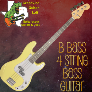 B Bass 4 string bass guitar Yellow White
