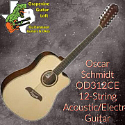 NEW Oscar Schmidt 12String Dreadnaught Acoustic/Electric  NATURAL, #OD312CE