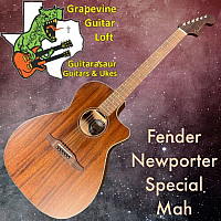 Fender Newporter Special All Mah Acoustic-Electric Guitar, Natural W bag
