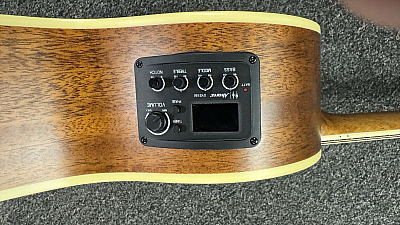 Alvarez AFH600CE Solid Top Acoustic Electric Guitar With Herring Bone