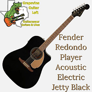 Fender Redondo  Player Ebony Black Acoustic Electric Dreadnought Guitar
