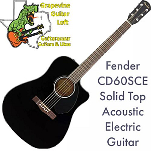 Fender CD-60SCE Dreadnought Solid Top Acoustic Electric Guitar - Black