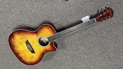 Washburn Deep Forest Burl ACE Acoustic-Electric Guitar Amber Fade