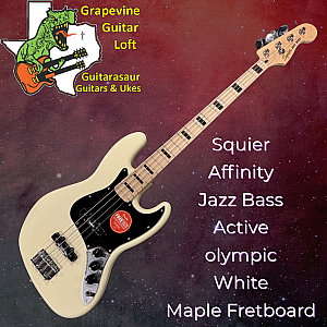 Squier Affinity Active Jazz Bass 4-String Bass Guitar, Olympic White