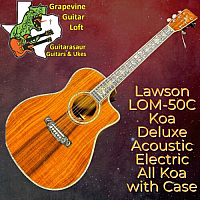 Lawson LOM- 50 Deluxe Koa Acoustic Electric Cedar & Rosewood with Case