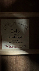 Martin 15 D-M Acoustic Guitar Made In USA With Bag