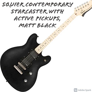 Squier Contemporary Active Pickups Starcaster  Flat Black w/ Maple Fb Guitar