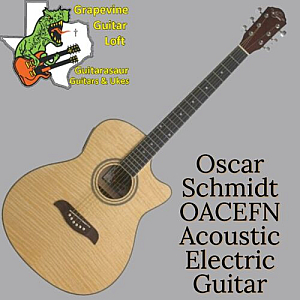 Oscar Schmidt OACEFN Auditorium Acoustic Electric Guitar, Natural