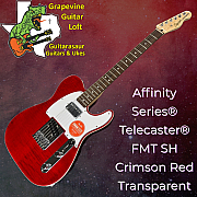 Squier Affinity Telecaster FMT SH Electric Guitar, Crimson Red Transparent