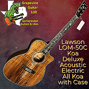 Lawson LOM 50CE Deluxe Koa Acoustic Electric Cedar & Rosewood with Case