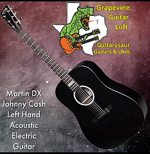 Martin DX Johnny Cash Left-Handed Dreadnought Acoustic-Electric Guitar, Black