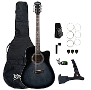 Washburn WA90CE AcousticElectric Guitar Pack  Transparent Black Burst