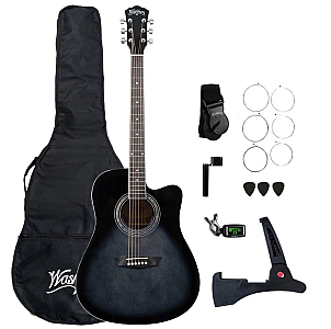 Washburn WA90CE Acoustic-Electric Guitar Pack - Transparent Black Burst