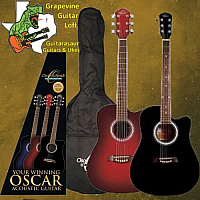 Oscar Schmidt OD45Cpak Acoustic Guitar Pack W Bag & Picks Redburst Or Black