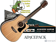 Washburn AD5CEPACK Apprentice D5CE Acoustic Electirc Guitar w/ Gig Bag & Strap