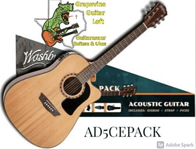 Washburn AD5CEPACK Apprentice D5CE Acoustic Electirc Guitar w/ Gig Bag & Strap