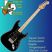 Squier Sonic Stratocaster Electric Guitar Bkack On Black