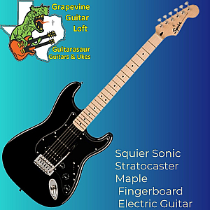Squier Sonic Stratocaster Electric Guitar Bkack On Black