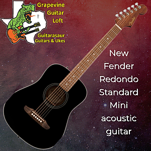 Fender California Standard Redondo Mini Acoustic Guitar W/ Bag, Spruce Top Black