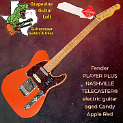 Fender Player Plus Nashville Telecaster Electric Guitar  Aged Candy Apple Red