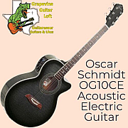 Oscar Schmidt OG10CEFTB Concert Acoustic Electric Guitar, Trans Black