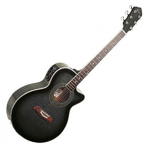 Oscar Schmidt OG10CEFTB Concert Acoustic Electric Guitar, Trans Black